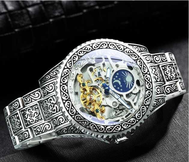 WINNER Луксозен Ретро Механичен часовник за мъже гравиран