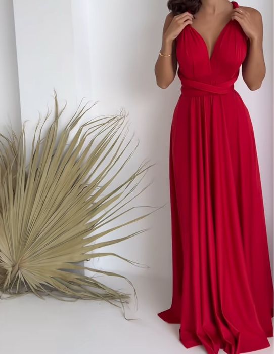Платье трансформер красного цвета, длинное, летний сарафан