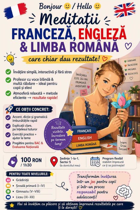 Meditatii Romana VIII/Engleza/Franceza intr-o maniera vesela si usoara