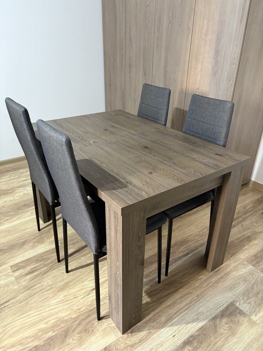 Masă dining extensibilă premium Egger + scaune incluse