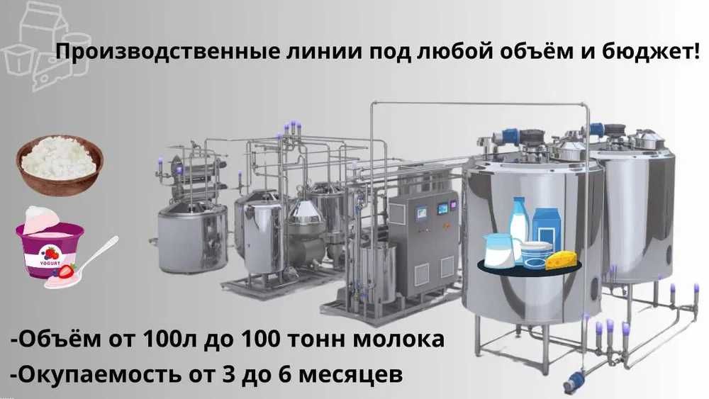 Линия производства и фасовки молока, йогурта, кефира, кумыса под ключ