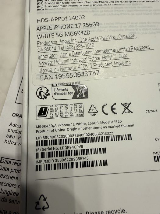 Iphone 17. 256 GB.  Sigilat