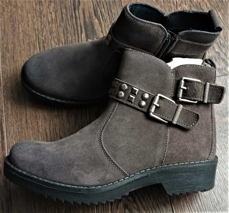 Botine IGI&CO din piele cu catarame si tinte, maro, marimea 35