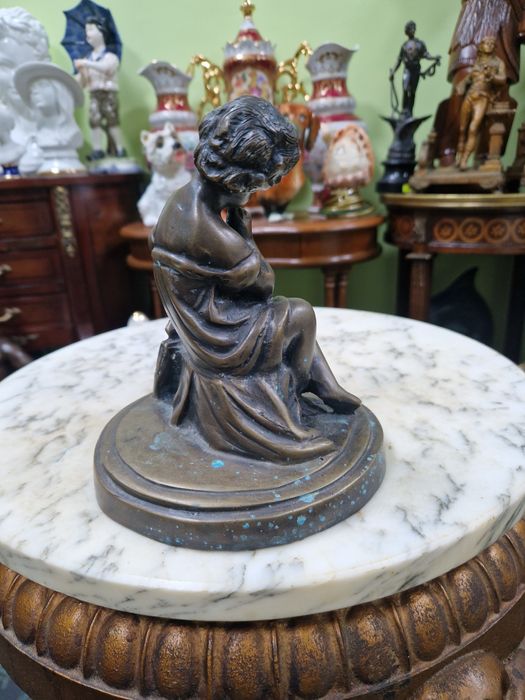 Стара страхотна антикварна френска бронзова фигура статуетка