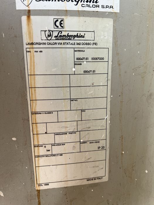 Bollitire Lamborghini made in Italy boiler 435 litri 6 bar