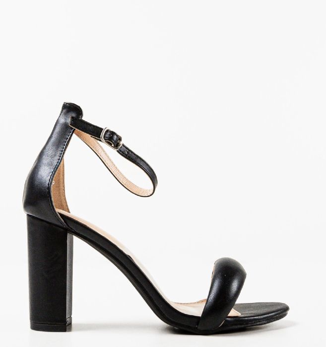 Sandale negre toc gros 9 cm