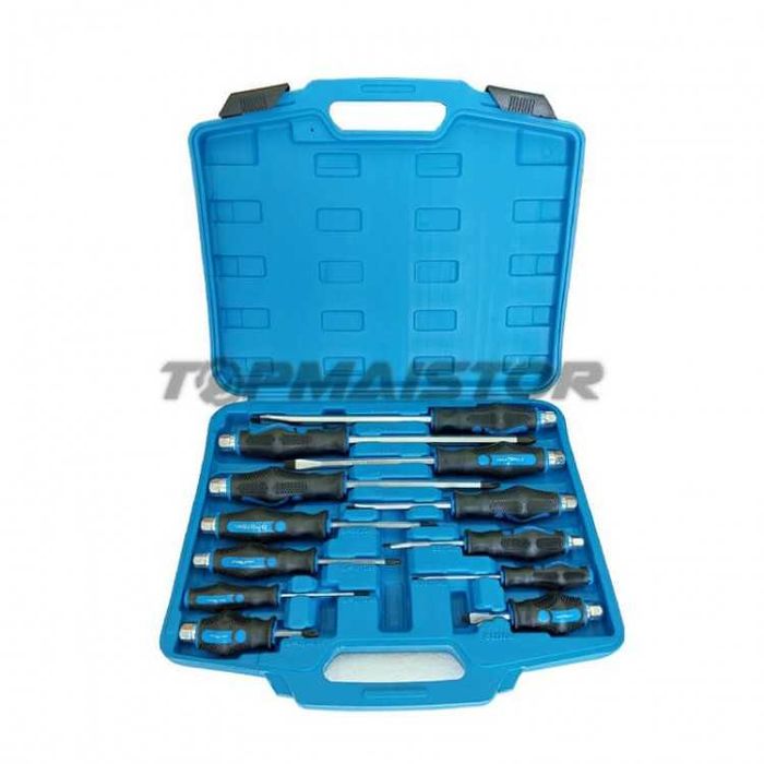 НЕМСКИ Професионални Ударни Отвертки В Куфар 12 броя + ЛЕД ФЕНЕР
