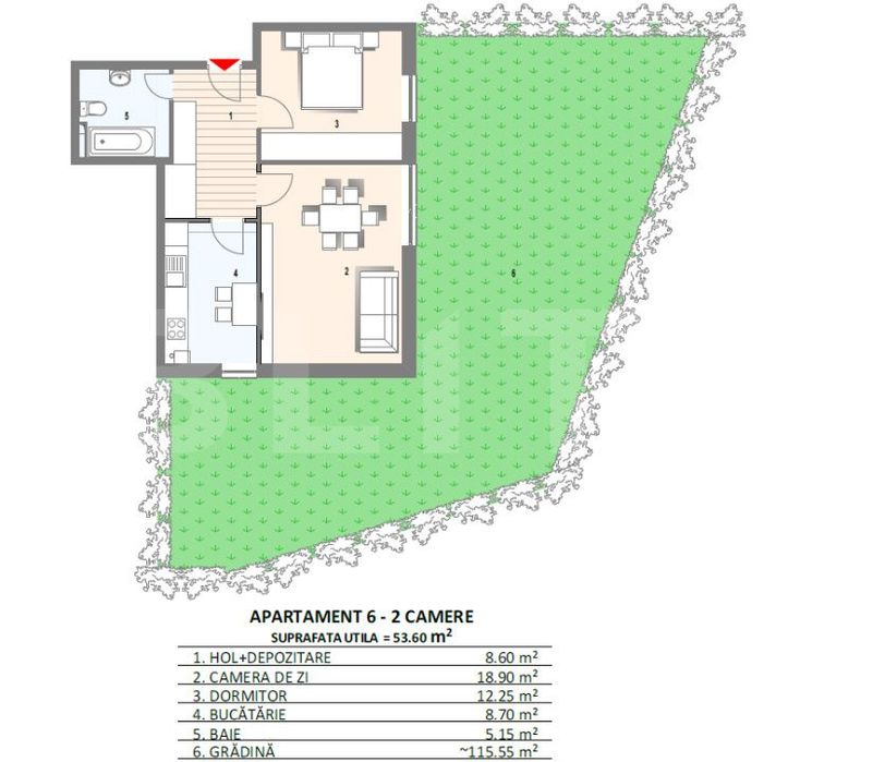Oferta! Apartament 2 camere 54 mp cu gradina de 115.50mp , Manastur /