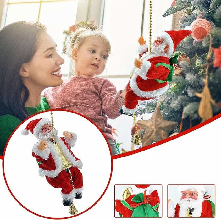 Коледна играчка Катерещ се Дядо Коледа. Подарък за Коледа Нова Година