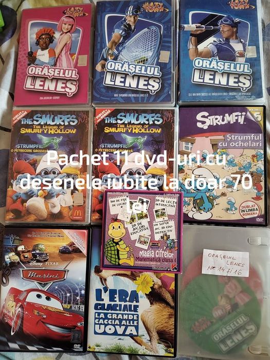 Loturi jucării,set tren șină lemn,animale Schleich dvd-uri desene,mași