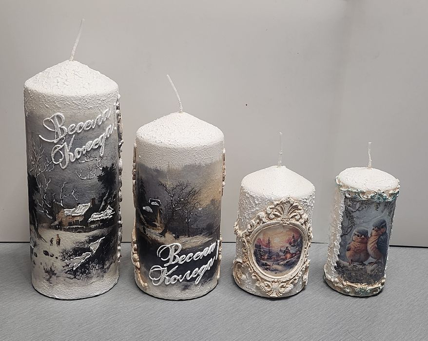 Коледна свещ ръчна изработка