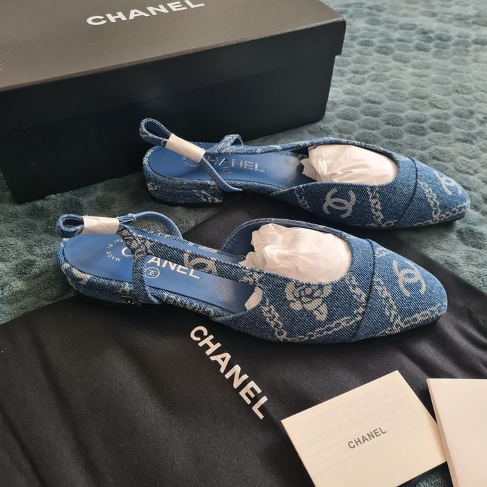 Chanel flats - denim, piele naturala/size 38/premium