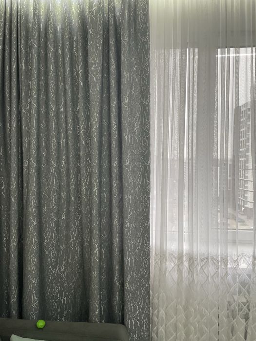 Шторы широкие серые