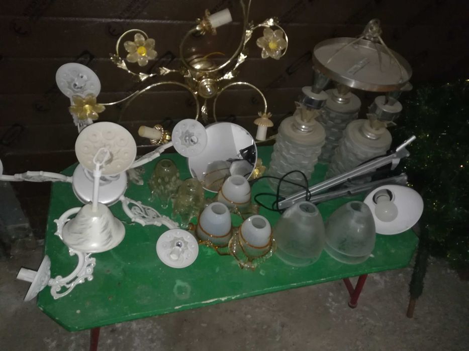 Лампы советские, люстра, настольная