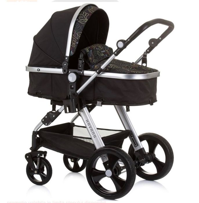 Carucior 3 in 1 Chipolino Havana obsidian leaves, landou si scaun auto