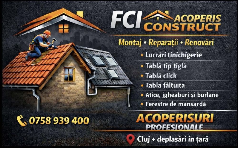 Execut lucrari de tinichigerie, acoperisuri complete