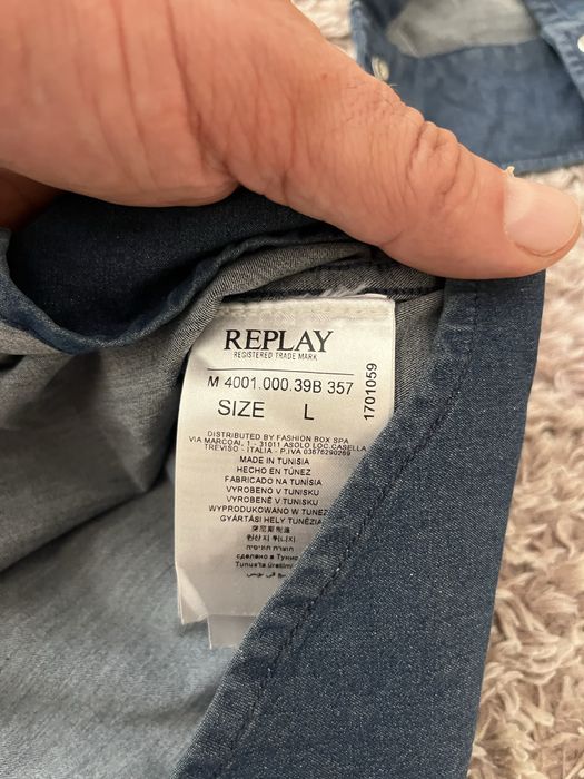 Replay Mens Blue Hyperflex Denim Shirt-оригинална мъжка риза