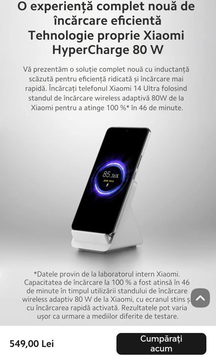 Încarcător Wireless Xiaomi 80 Watti