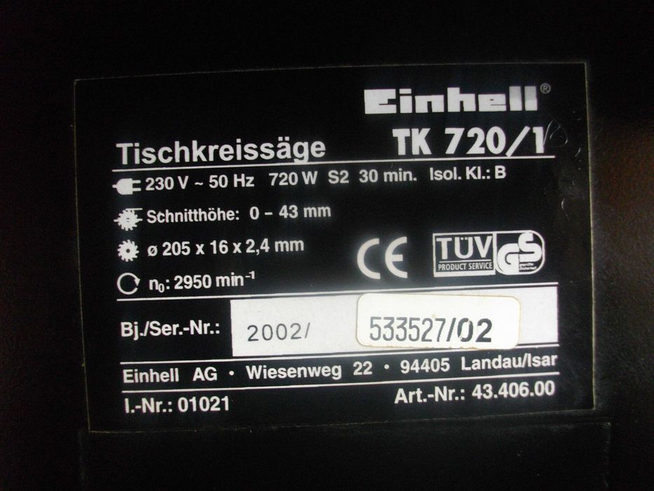 Немски настолен циркуляр 600W Rotwerk/ 720W Einhell ф200-205мм