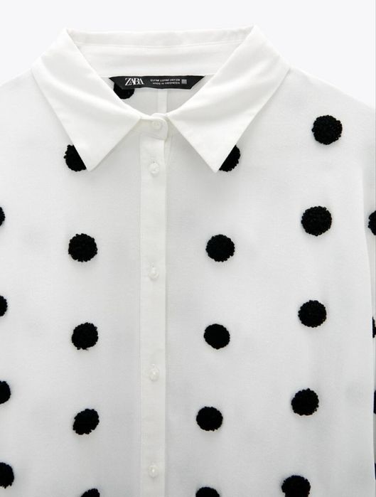 Оригинална риза Zara на точки – релефна материя размер М