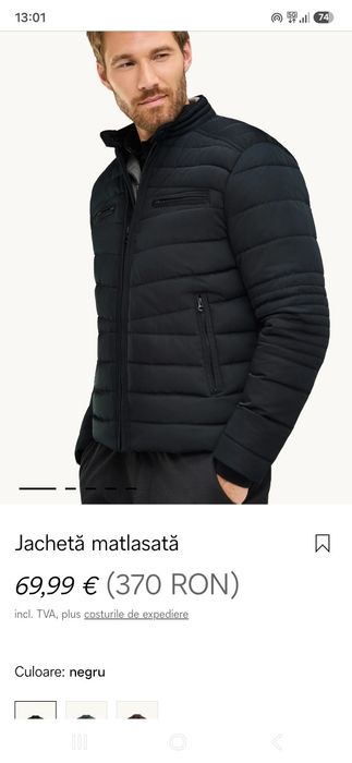 Geaca barbat fas matlasata C&A marimea L - ca NOUA, nepurtata