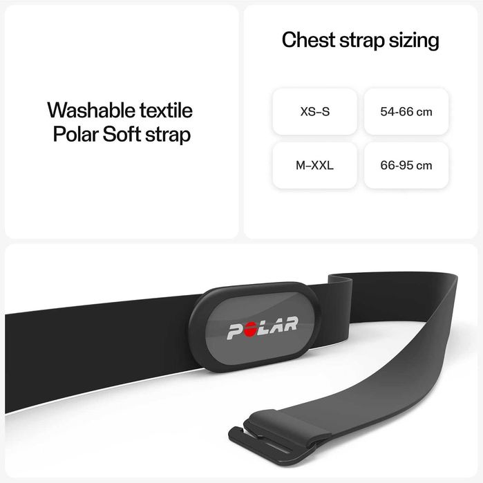 Senzor ritm cardiac Polar H9 Bluetooth ANT+ negru, centură puls pentru alergare, fitness, ciclism și antrenamente, M-XXL compatibil Android si IOS