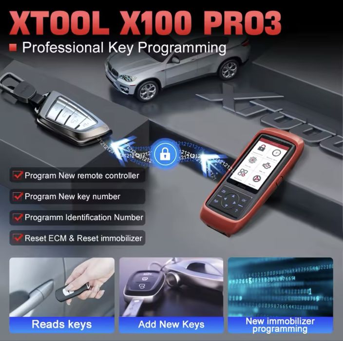 Tester diagnoză auto XTOOL X100Pro3 – Programare chei – NOU, sigilat