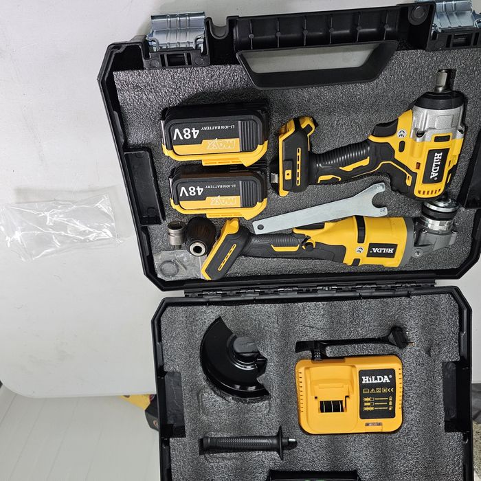 Комплект две машини гайковерт-дрелка и ъглошлайф HILDA 48Vс 2 батерии