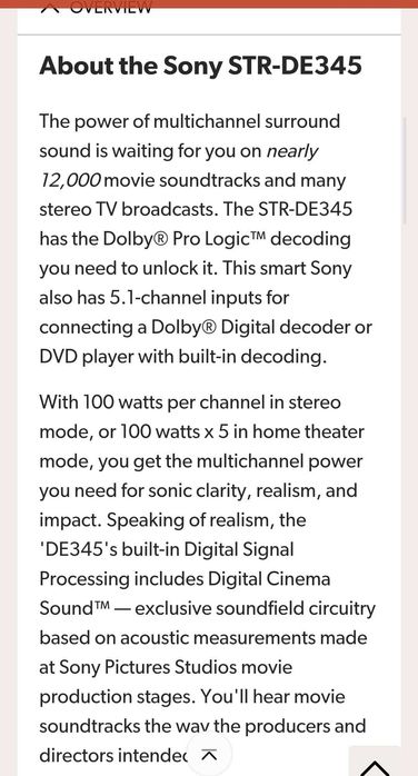 Amplituner SONY STR DE 345