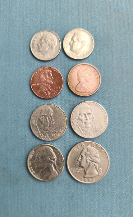 Монеты США и Канады.