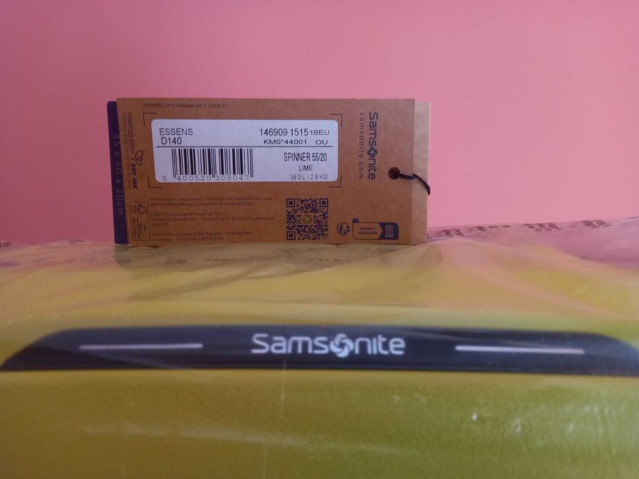 Troler cabina Samsonite Essens Spinner 55/20, culoare Galben-Lime, nou, sigilat