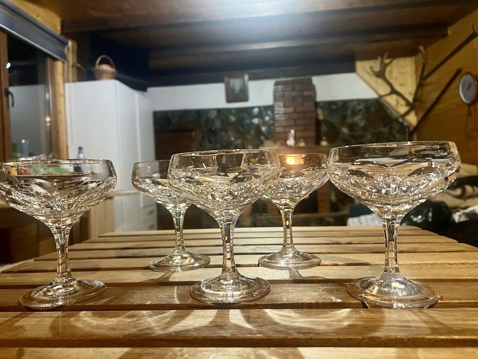 Set 5 pahare cupe cristal sampanie desert