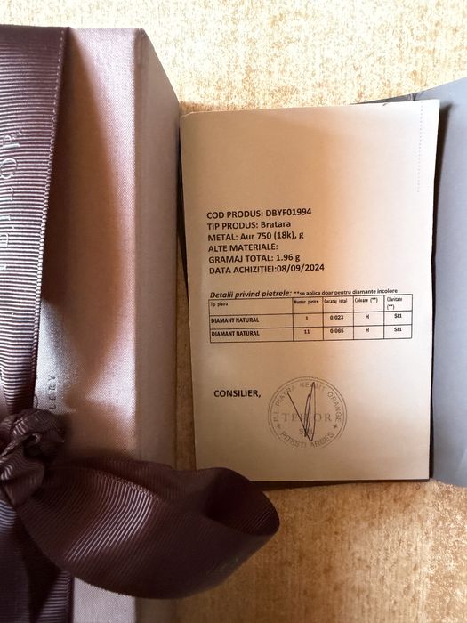 Bratara din aur galben cu diamante de 0,09 ct 18K