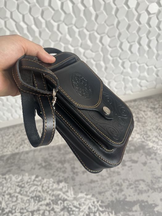 Барсетка натуральная кожа черный