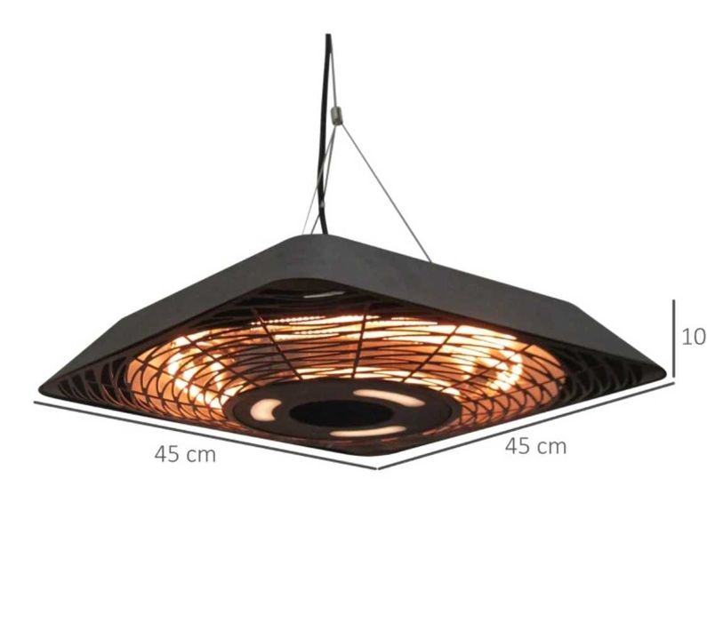 Таванен нагревател с  5 режима  с дистанционно ,LED светлина . Черен