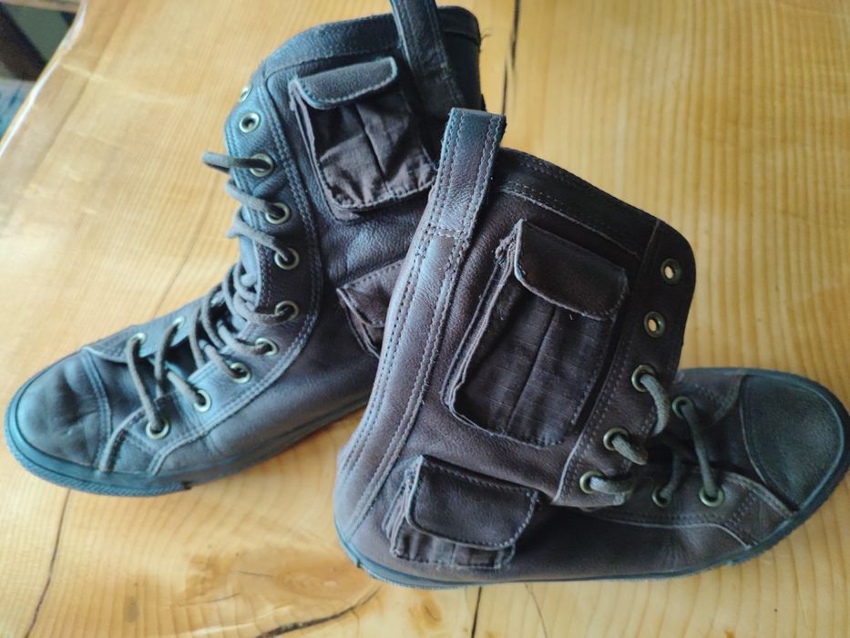 Винтидж бутикови кожени кецове военни кожени Converse Chuck Taylor All