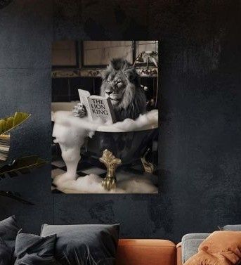 120см! Стъклена картина "Лъв"