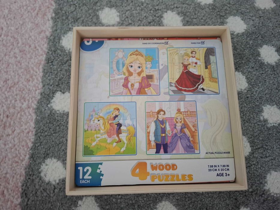 Set 3 produse Prințese: carti de colorat cu apă, puzzle lemn