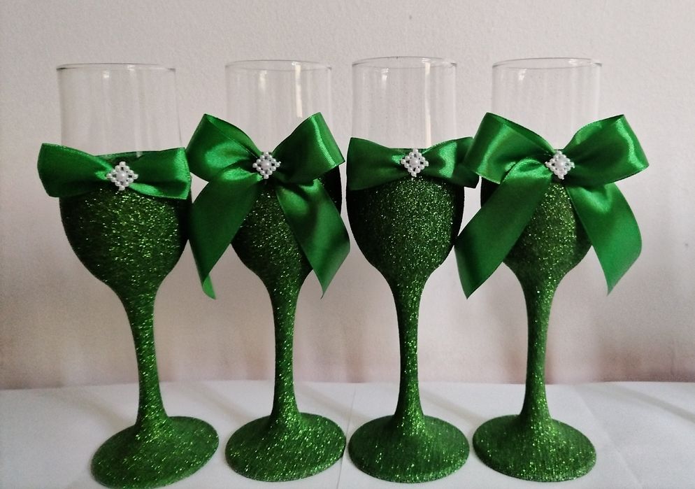 Pahare personalizate pentru nuntă pahare cu sclipici