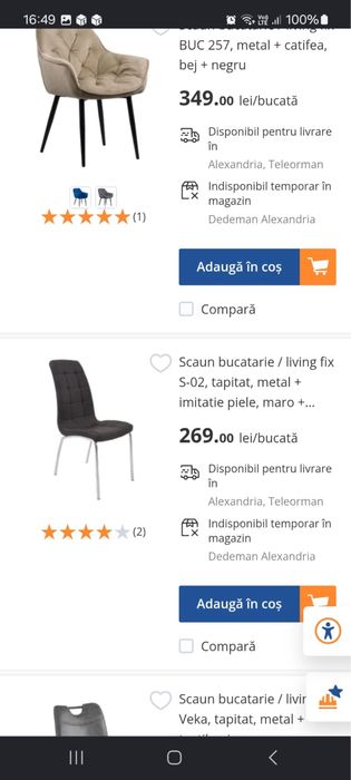 Set 4 Scaune bucătărie / living moderne (Dedeman) – Ca noi, protejate cu husă!
