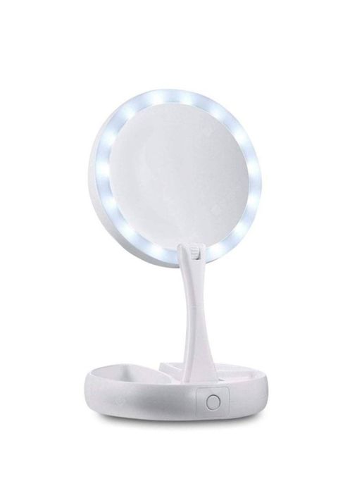 Друстранно Сгъваемо LED козметични огледало, 10х увеличение