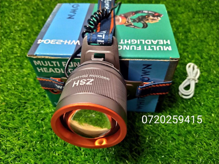 Lanterna Frontala cu led tip laser M80 de putere mare 3 km, model 2025