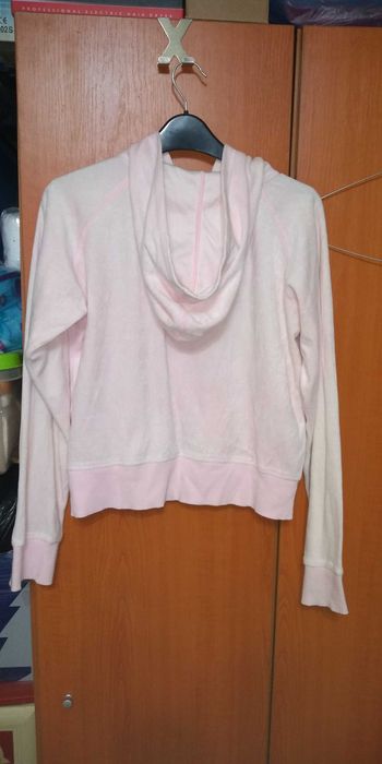 Hanorac dama catifelat Pumpkin UK ,roz ,gluga & buzunare , M