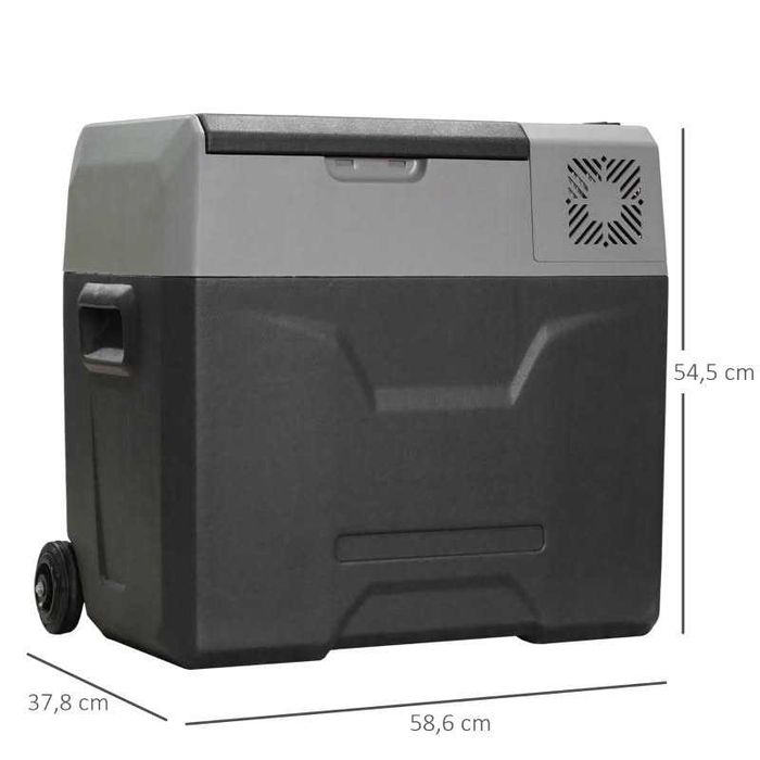 Хладилна кутия HOMCOM 50 л, до -20°C, сензорен дисплей 2 колела 58,6 x 37,8 x 54,5 см