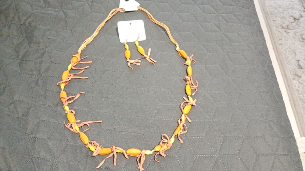 Set colier și cercei indieni originali, handmade traditional