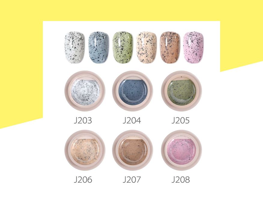 Комплект UV/LED гел бои "Black Gravel" GDCOCO – 6 броя, яйчена черупка