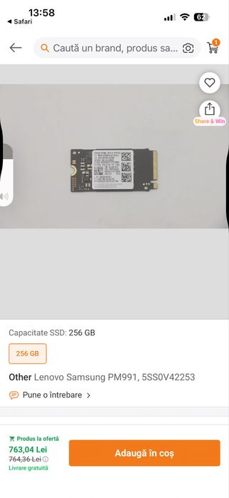 Ssd NVMe2242 nou