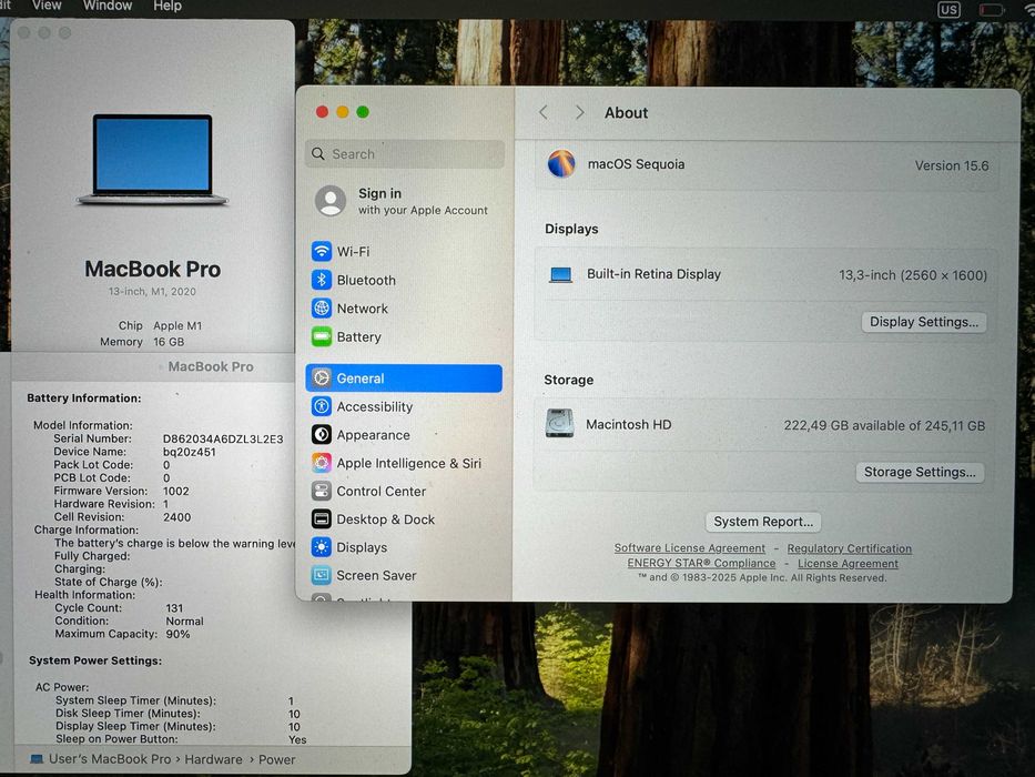 13.3' Apple MacBook Pro M1 2020 Silver 16GB RAM/256 GB SSD/Батерия 14ч