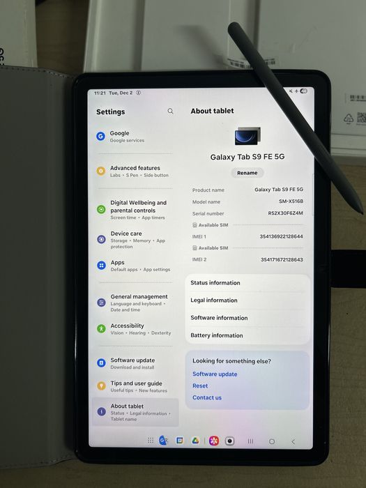 Galaxy Tap S9 Fe E 5G. 128gb