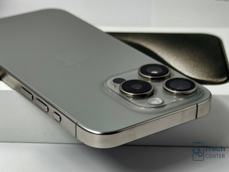 iPhone 15 Pro, 128GB, Natural Titanium, 100% батерия, ОТЛИЧЕН, 2г. ГАРАНЦИЯ!